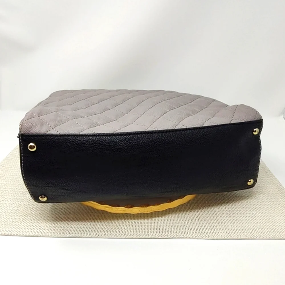 Betsey Johnson gray, black and white stripe quilted faux leather versatile purse - Picture 2 of 12